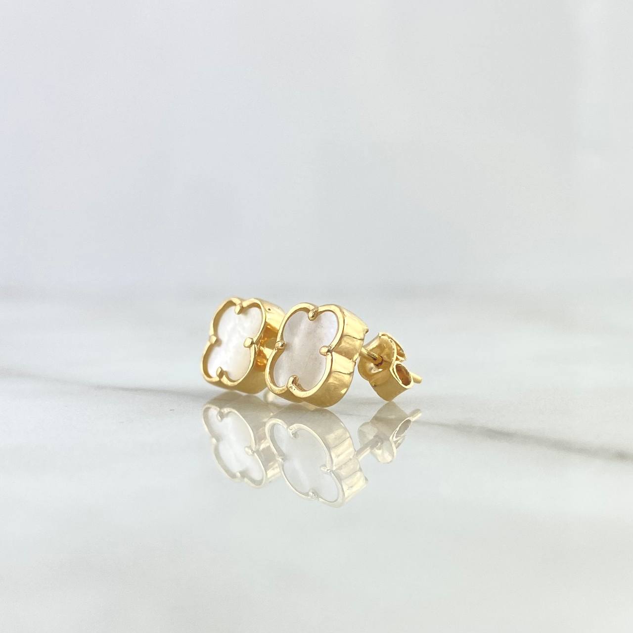 Topos Trébol VCyA 2.5gr / 8mm Nacar Blanco Liso Oro Amarillo Nac.Esp.