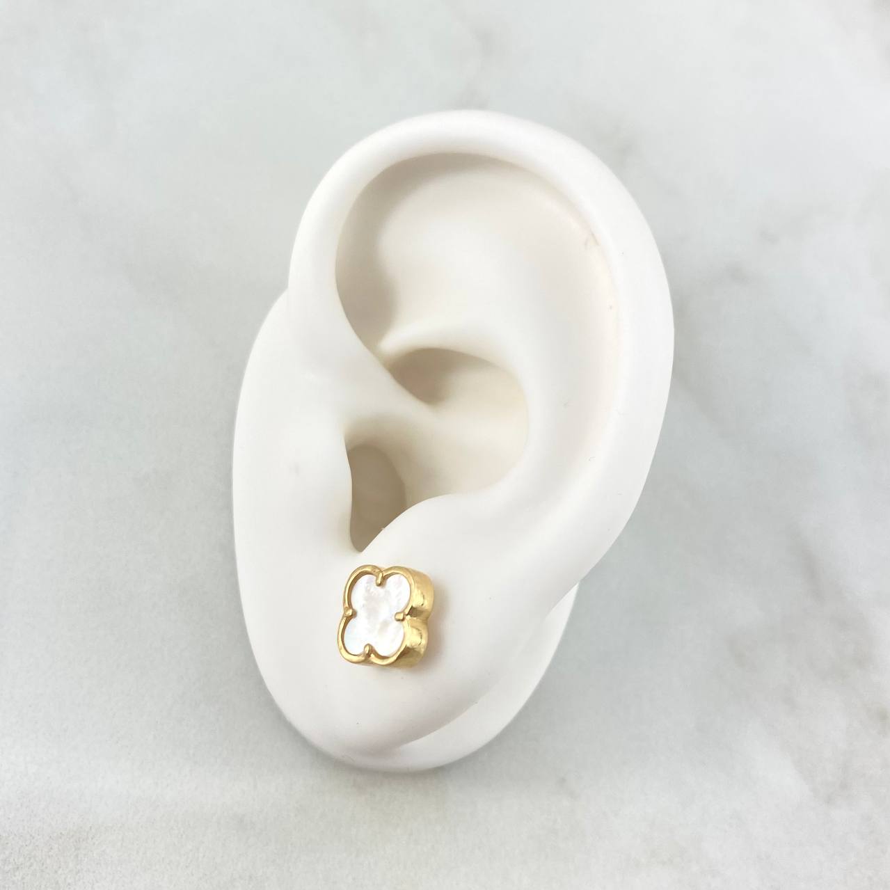 Topos Trébol VCyA 2.5gr / 8mm Nacar Blanco Liso Oro Amarillo Nac.Esp.