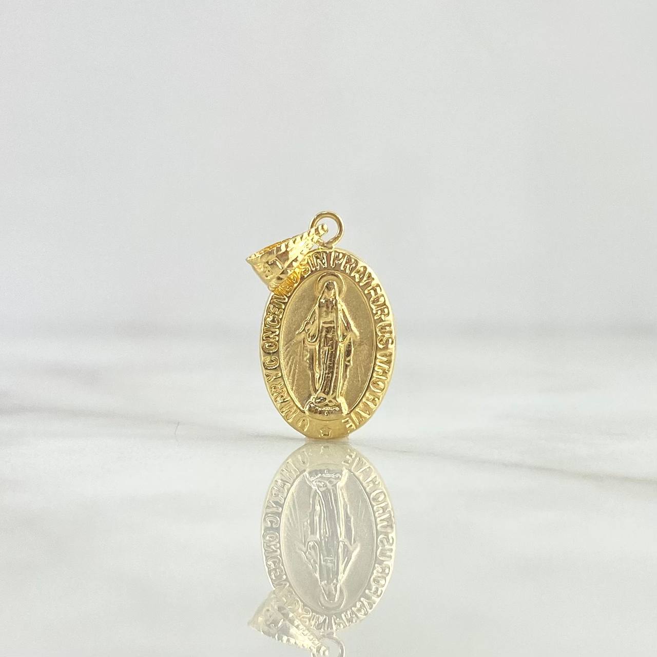 Dije Virgen Milagrosa 0.75gr / 2.3cm / Troquelada Cargador Bordeado Oro Amarillo