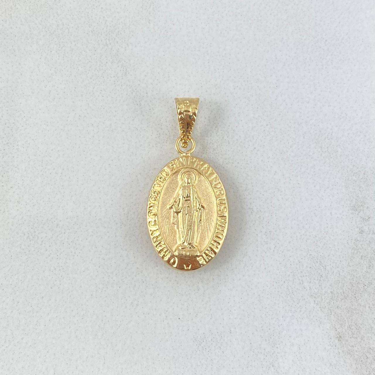 Dije Virgen Milagrosa 0.75gr / 2.3cm / Troquelada Cargador Bordeado Oro Amarillo