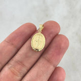 Dije Virgen Milagrosa 0.75gr / 2.3cm / Troquelada Cargador Bordeado Oro Amarillo