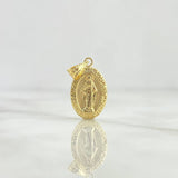 Dije Virgen Milagrosa 0.75gr / 2.3cm / Troquelada Cargador Bordeado Oro Amarillo