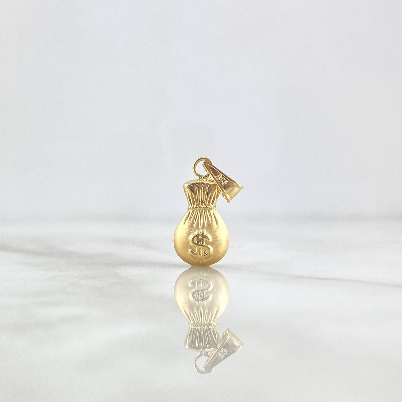 Dije Bolsa de Dinero 0.8gr / 2.2cm / Mate Cargador Liso Oro Amarillo