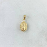 Dije Virgen Milagrosa 0.45gr / 1.7cm / Troquelada Cargador Bordeado Oro Amarillo