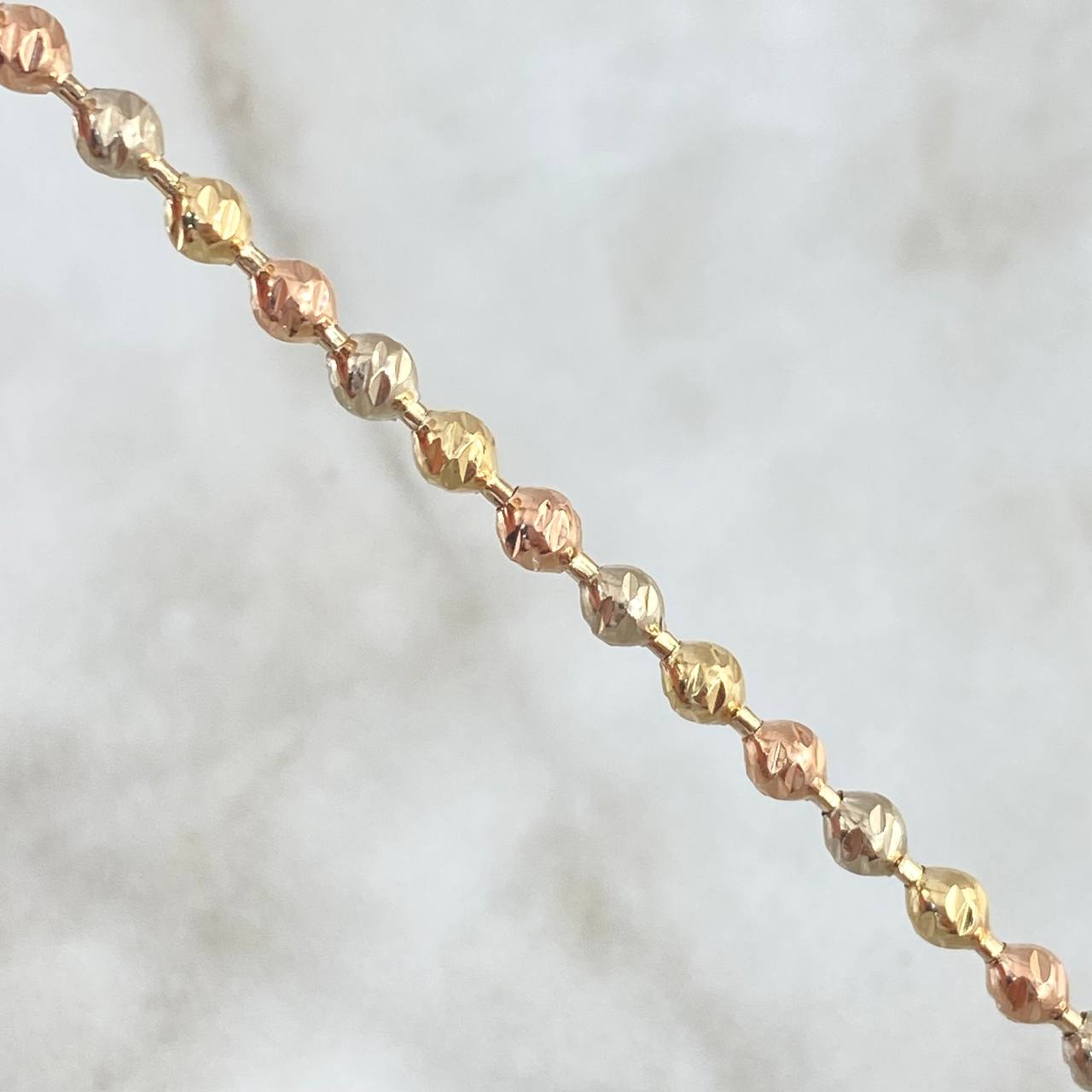 Pulso Militar 6.4gr / 18.5cm / 3mm Bolas Diamantadas Tres Oros