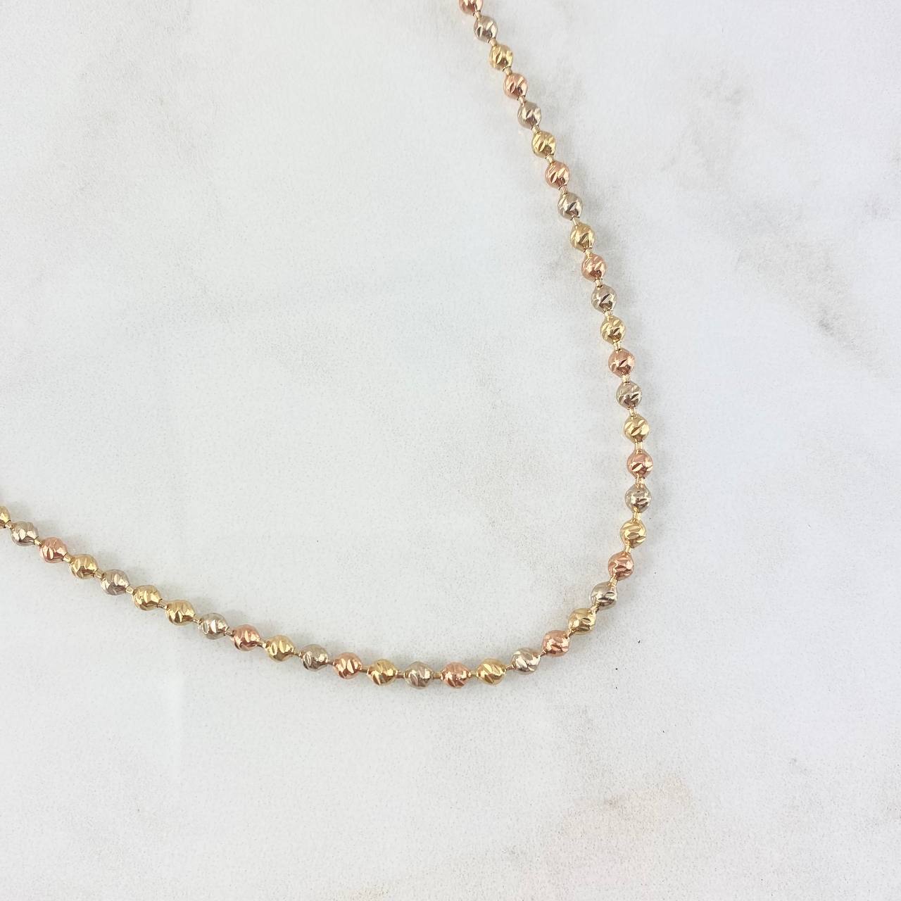 Cadena Militar 14.9gr / 45cm / 3mm Bolas Diamantadas Tres Oros