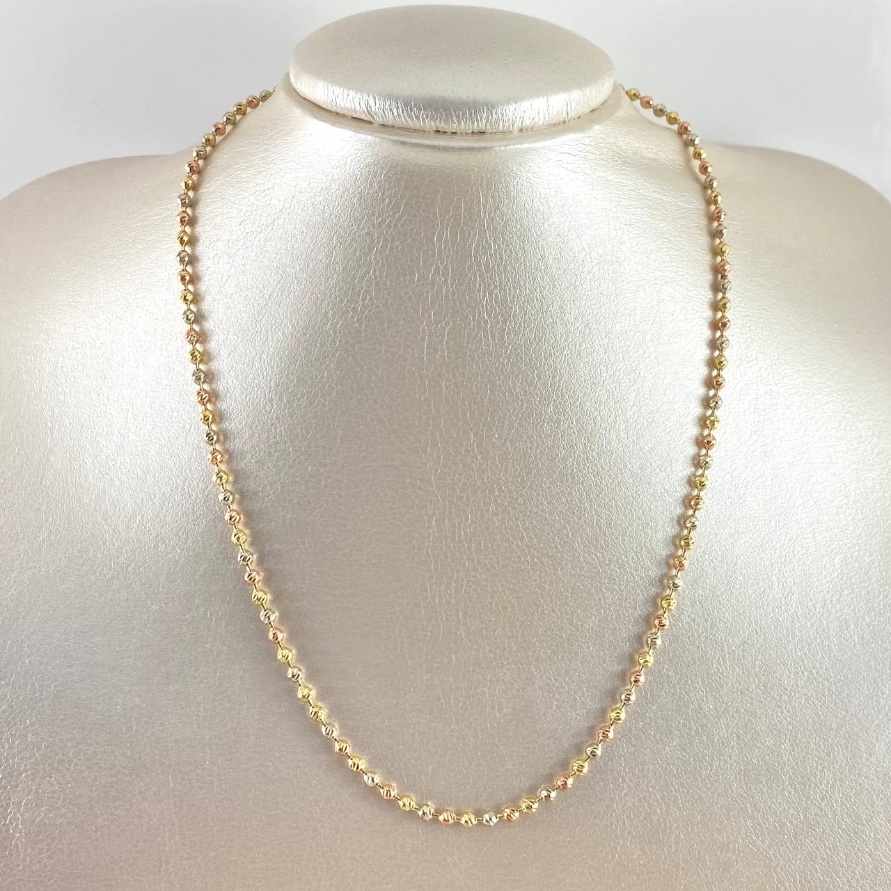 Cadena Militar 14.9gr / 45cm / 3mm Bolas Diamantadas Tres Oros