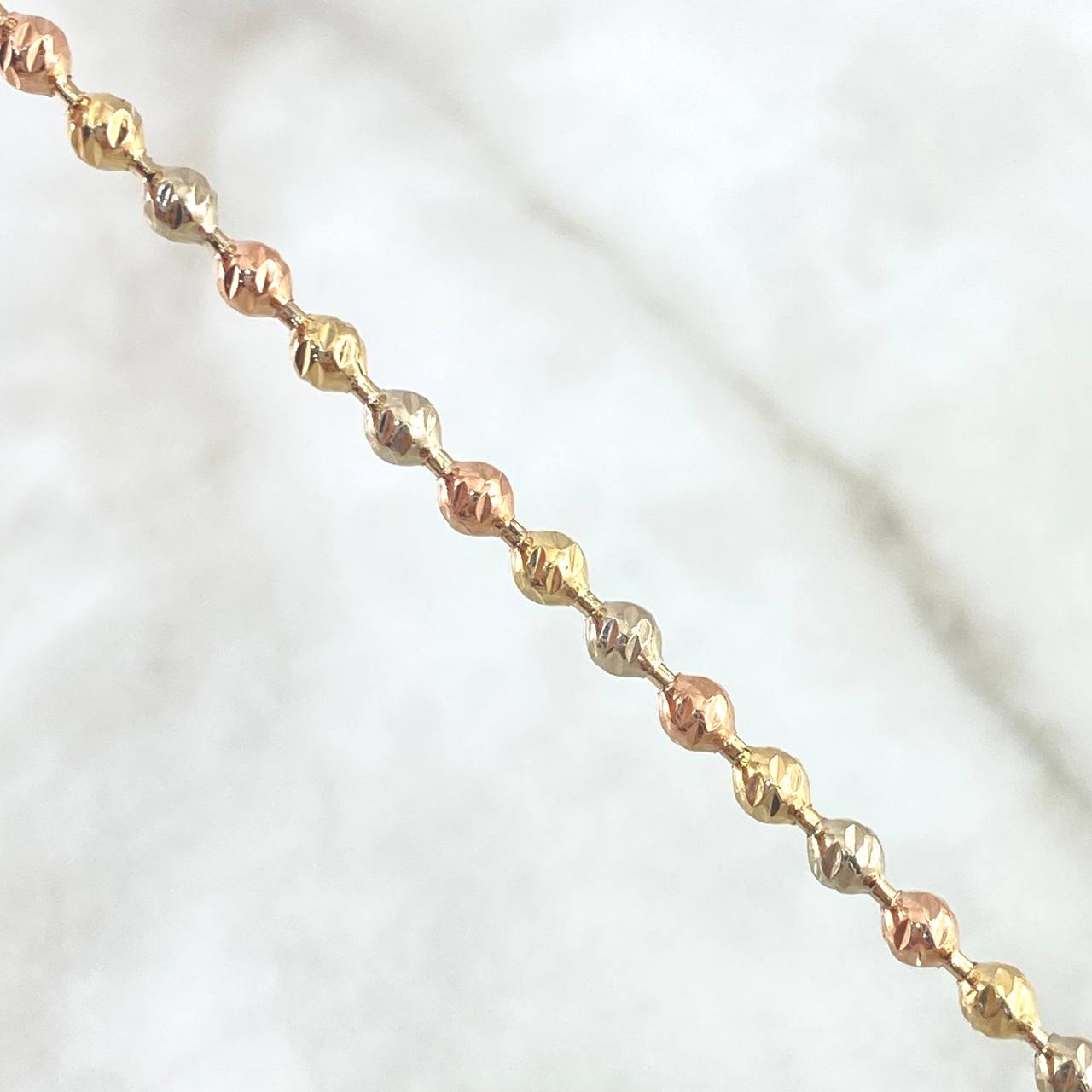 Cadena Militar 18.1gr / 55cm / 3mm Bolas Diamantadas Tres Oros