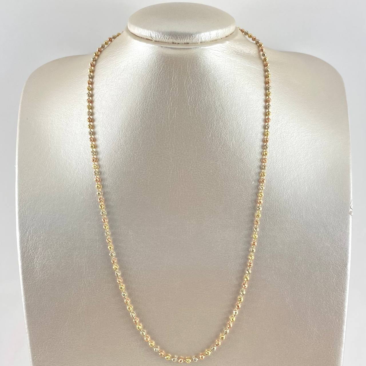 Cadena Militar 18.1gr / 55cm / 3mm Bolas Diamantadas Tres Oros