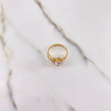 Anillo Solitario Lineas Cruzadas 4gr / T5 3/4 / Circones Blancos Oro Amarillo $