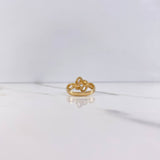 Anillo Solitario Lineas Cruzadas 4gr / T5 3/4 / Circones Blancos Oro Amarillo $