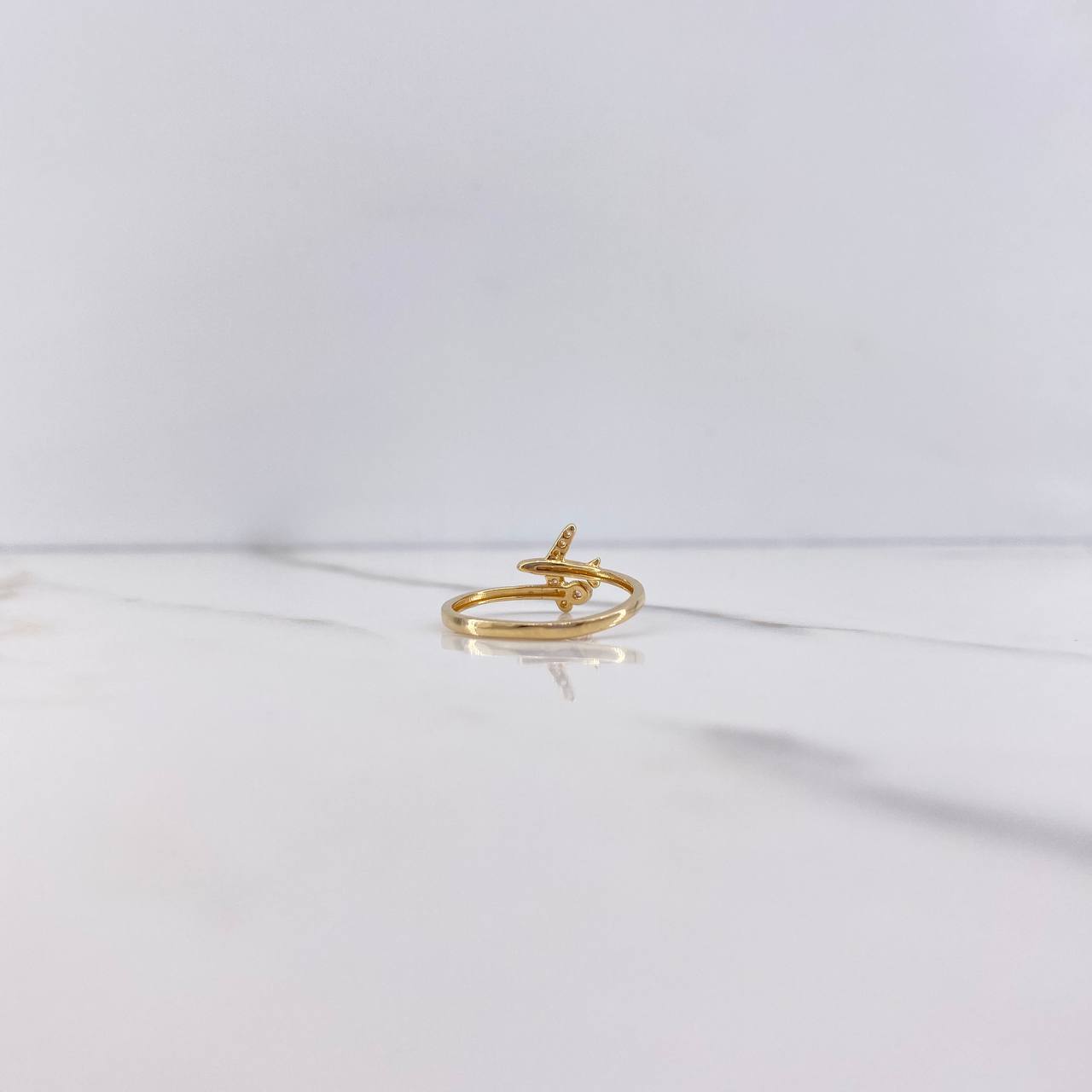 Anillo Avion 1.35gr / T6 / Circones Blancos Oro Amarillo &