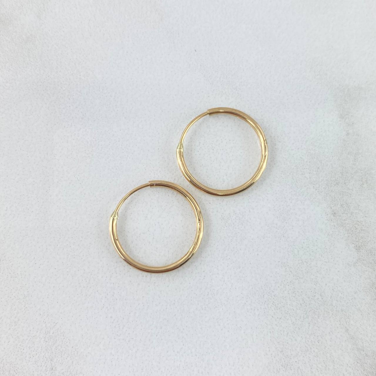 Candongas Aro Liso 0.6gr / 1.5cm / Oro Amarillo 18K