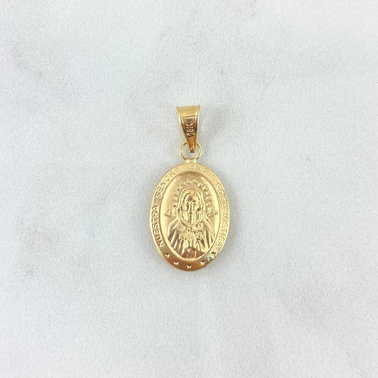 Dije Virgen Rosa Mística 0.9gr / 2.5cm / Troquelada Oro Amarillo