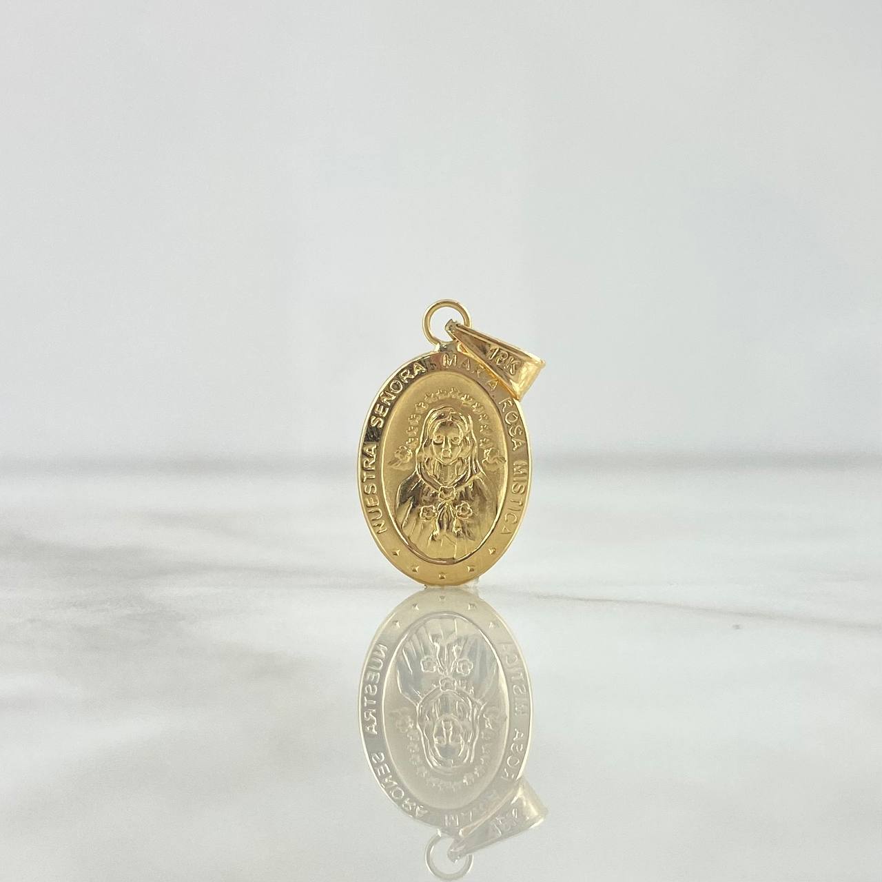 Dije Virgen Rosa Mística 0.9gr / 2.5cm / Troquelada Oro Amarillo