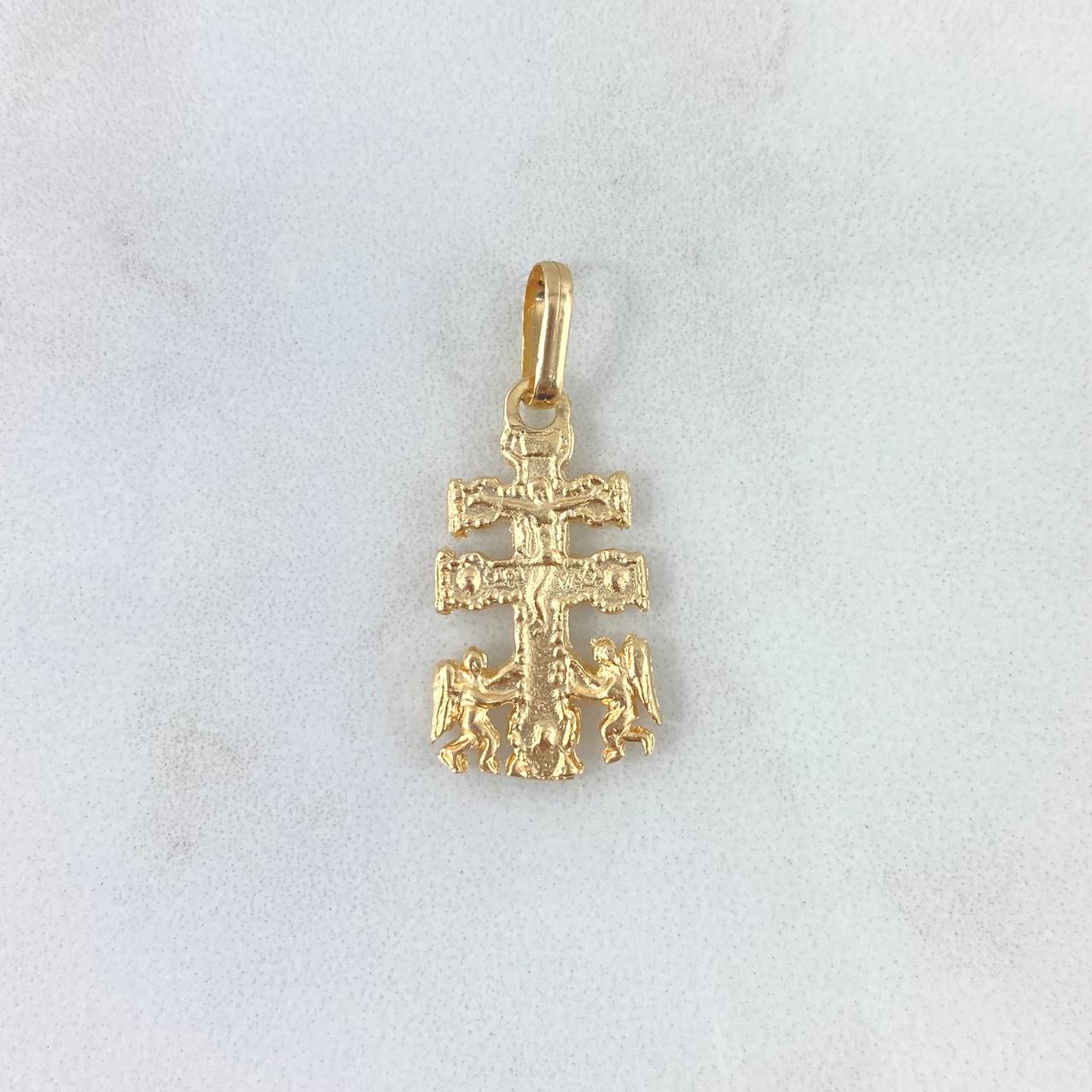 Dije Cruz de Caravaca 2.2gr / 2.6cm / Texturizada Oro Amarillo