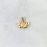Dije Mariposa 0.8gr / 1.7cm / Mate - Troquelada - Cargador Liso Oro Amarillo