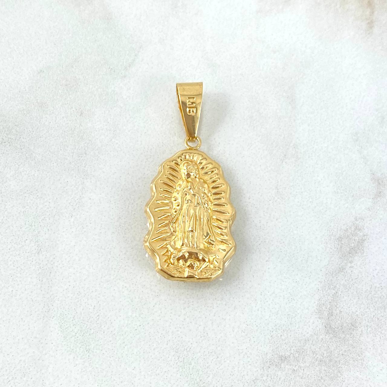 Dije Virgen de Guadalupe Silueta 1.65gr / 3.7cm / Troquelada - Cargador Liso Oro Amarillo