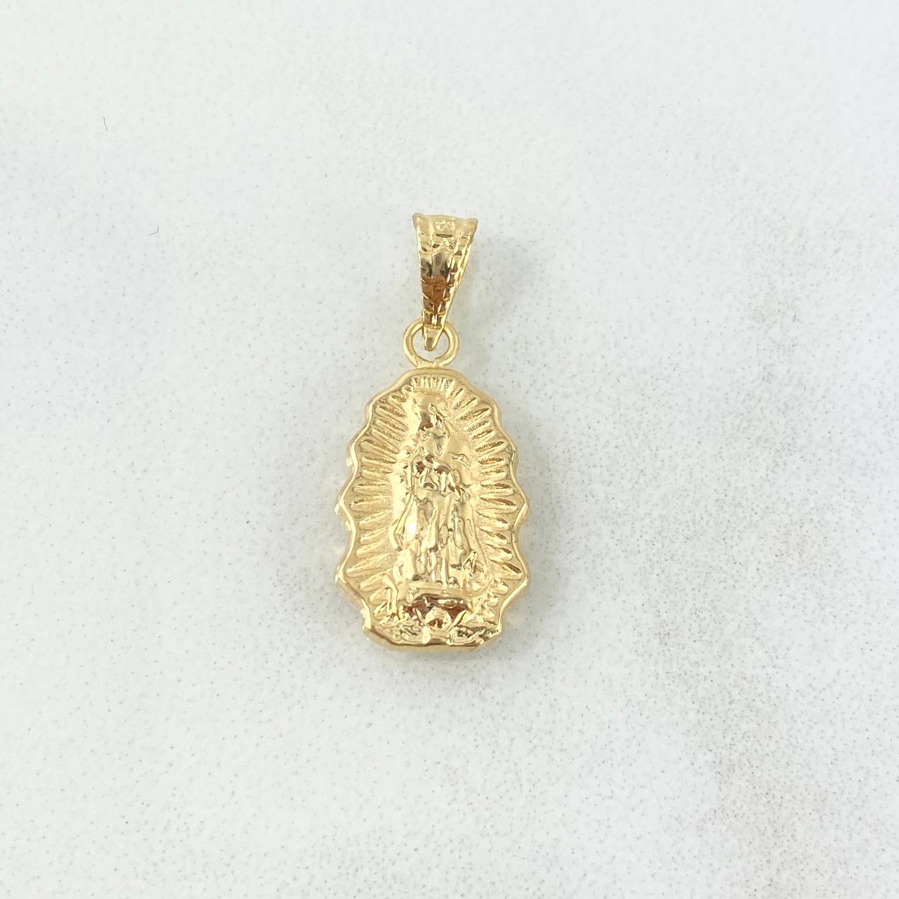 Dije Virgen de Guadalupe Silueta 0.65gr / 2.1cm / Troquelada - Cargador Bordeado Oro Amarillo