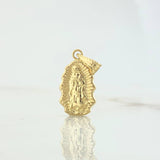 Dije Virgen de Guadalupe Silueta 0.65gr / 2.1cm / Troquelada - Cargador Bordeado Oro Amarillo
