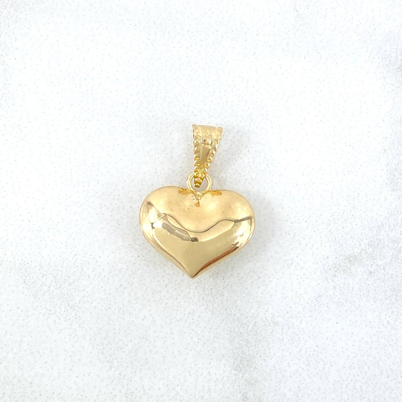 Dije Corazon 0.6gr / 1.6cm / Troquelado-Cargador Bordeado Oro Amarillo 18K *