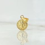 Dije San Benito 0.4gr / 1.5cm / Cargador Bordeado Oro Amarillo 18K ©