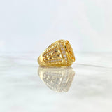 Anillo Sello Dólar 10.35gr / T7 1/4 / Texturizado Circones Blancos Oro Amarillo ©
