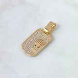 Dije Placa Corona RX 3.5gr / 3cm / Circones Blancos Oro Amarillo