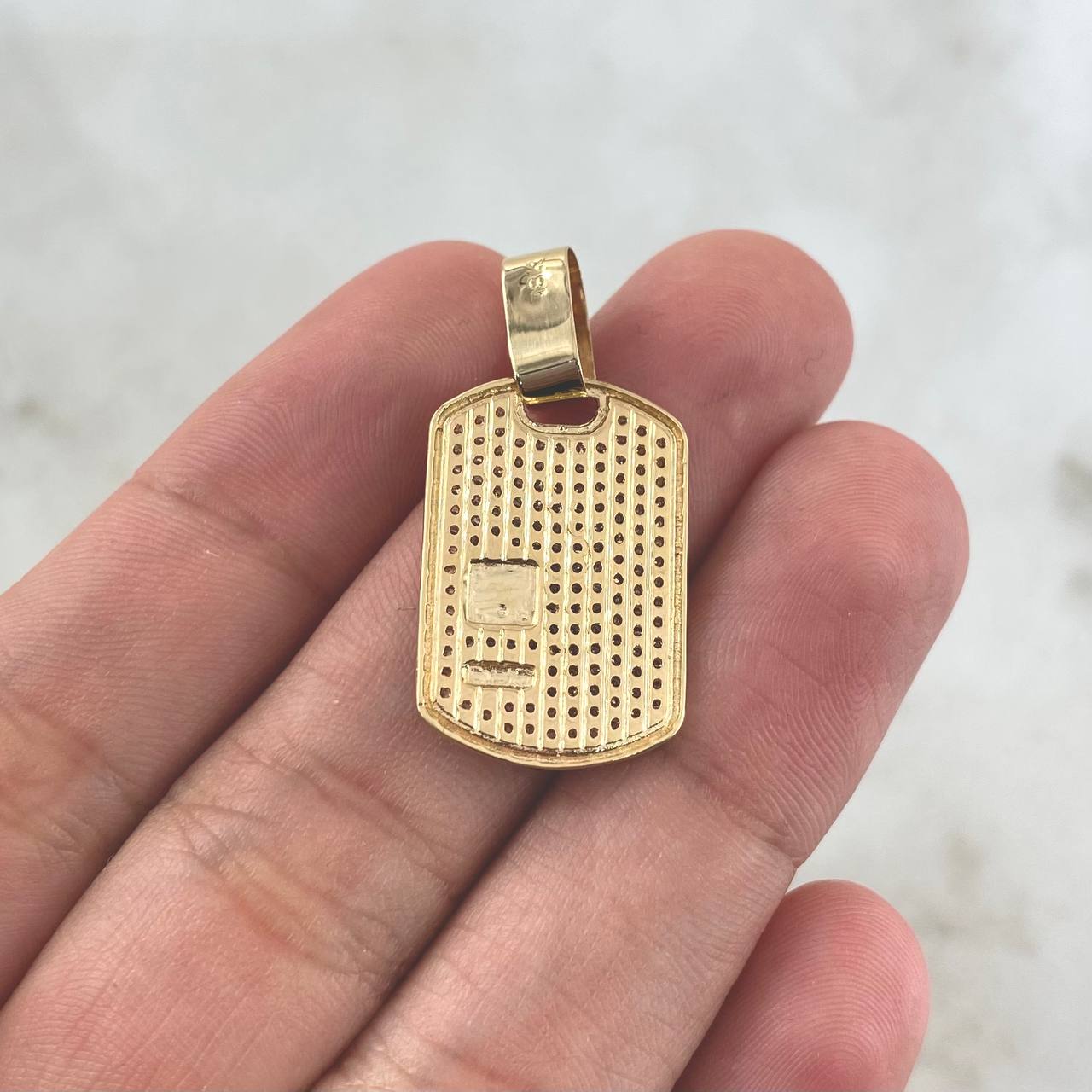 Dije Placa Corona RX 3.5gr / 3cm / Circones Blancos Oro Amarillo