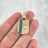 Dije Placa Corona RX 3.5gr / 3cm / Circones Blancos Verdes Oro Amarillo