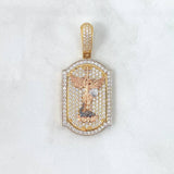 Dije Placa San Miguel Arcángel 8.25gr / 4.4cm / Circones Blancos Tres Oros