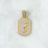 Dije Placa Virgen Maria 4.4gr / 2.8cm / Circones Blancos Oro Amarillo