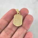 Dije Placa Virgen Maria 4.4gr / 2.8cm / Circones Blancos Oro Amarillo
