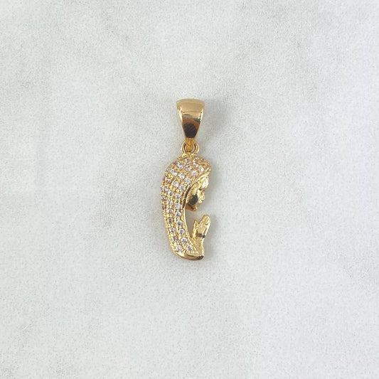 Dije Virgen Maria Silueta 1.75gr / 2.5cm / Circones Blancos Oro Amarillo
