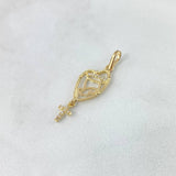 Dije Rosario Virgen María 1.1gr / 3cm / Circones Blancos Oro Amarillo
