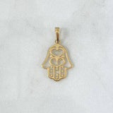 Dije Mano Hamsa Filigrana 1.15gr / 2.5cm / Lisa Oro Amarillo ©