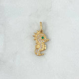 Dije Caballo de Mar 1.45gr / 2.3cm / Circones Blancos Verde Oro Amarillo 18K (Oferta) ©