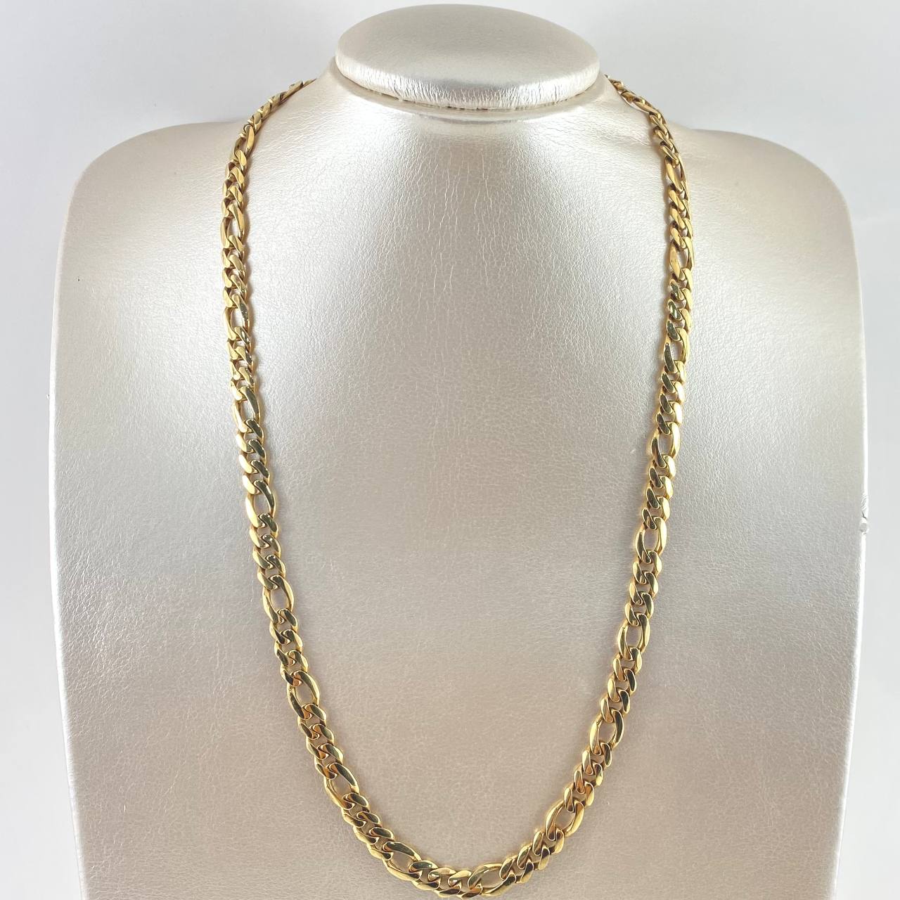 Cadena Figaro 25.9gr / 60cm / 8mm Circones Blancos Oro Amarillo Nac.Esp. ©