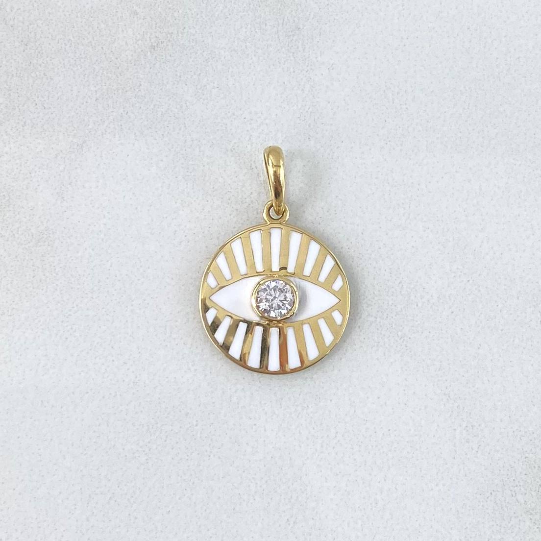 Dije Ojo Mistico 1.85gr / 2.2cm / Circon Blanco Oro Amarillo +4