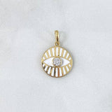 Dije Ojo Mistico 1.85gr / 2.2cm / Circon Blanco Oro Amarillo +4