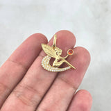 Dije Hada 2.5gr / 2.2cm / Circones Blancos Y Naranja Oro Amarillo