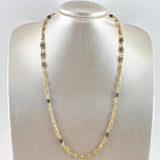 Cadena Rustica Barril Tallado 17.9gr / 55cm / Cauchos Negros Oro Amarillo