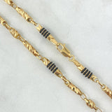 Cadena Rustica Barril Tallado 17.9gr / 55cm / Cauchos Negros Oro Amarillo