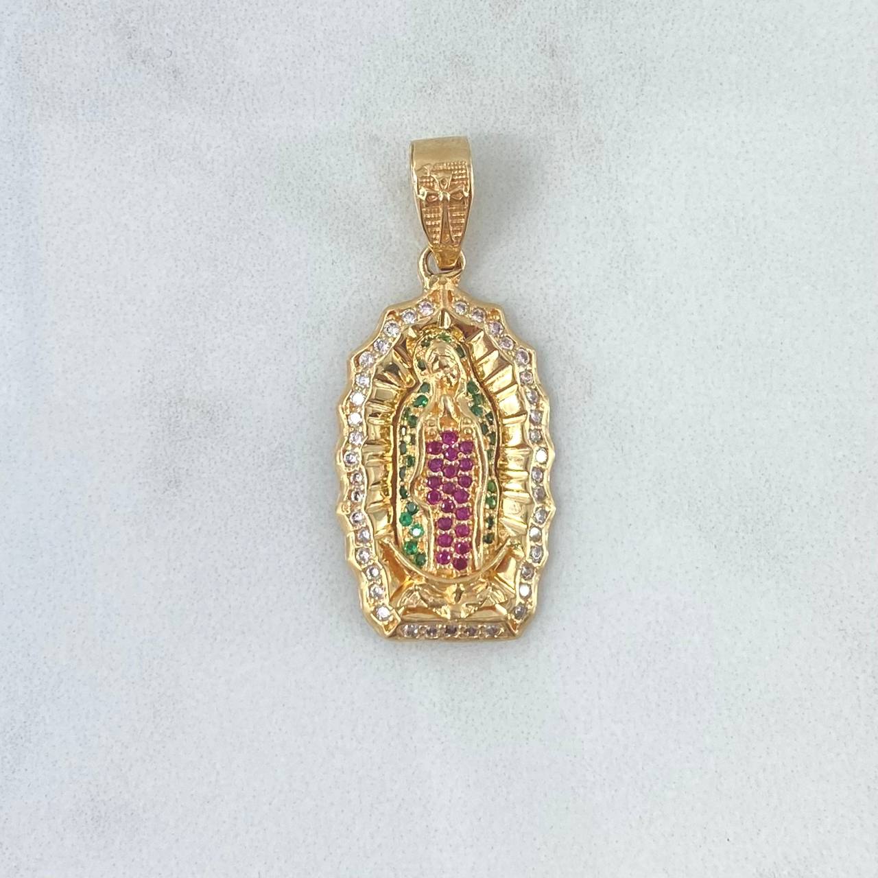 Dije Virgen de Guadalupe 5.25gr / 3.5cm / Circones Blancos Fucsias Verdes Oro Amarillo *