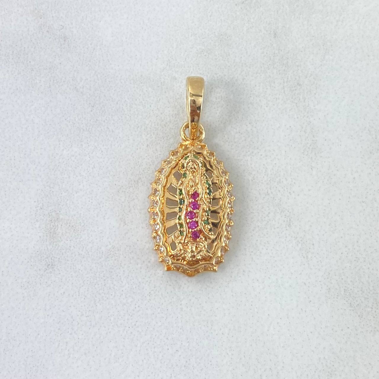 Dije Virgen de Guadalupe 2.95gr / 2.5cm / Circones Blancos Fucsias Verdes Oro Amarillo *