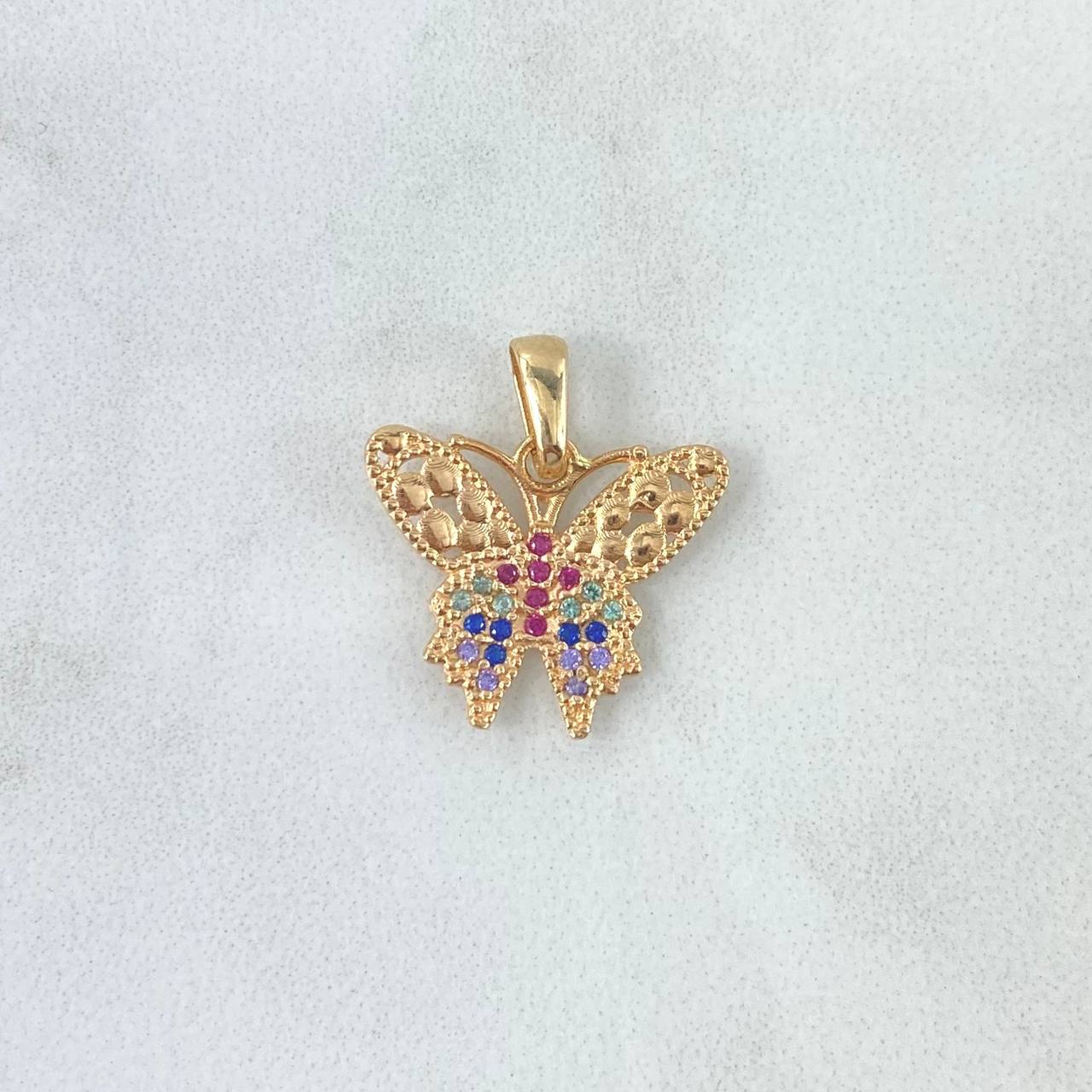 Dije Mariposa 1.35gr / 1.8cm / Circones de Colores Oro Amarillo *