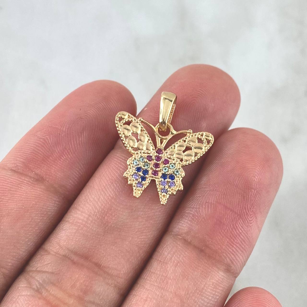 Dije Mariposa 1.35gr / 1.8cm / Circones de Colores Oro Amarillo *
