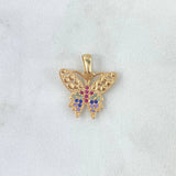 Dije Mariposa 1.35gr / 1.8cm / Circones de Colores Oro Amarillo *