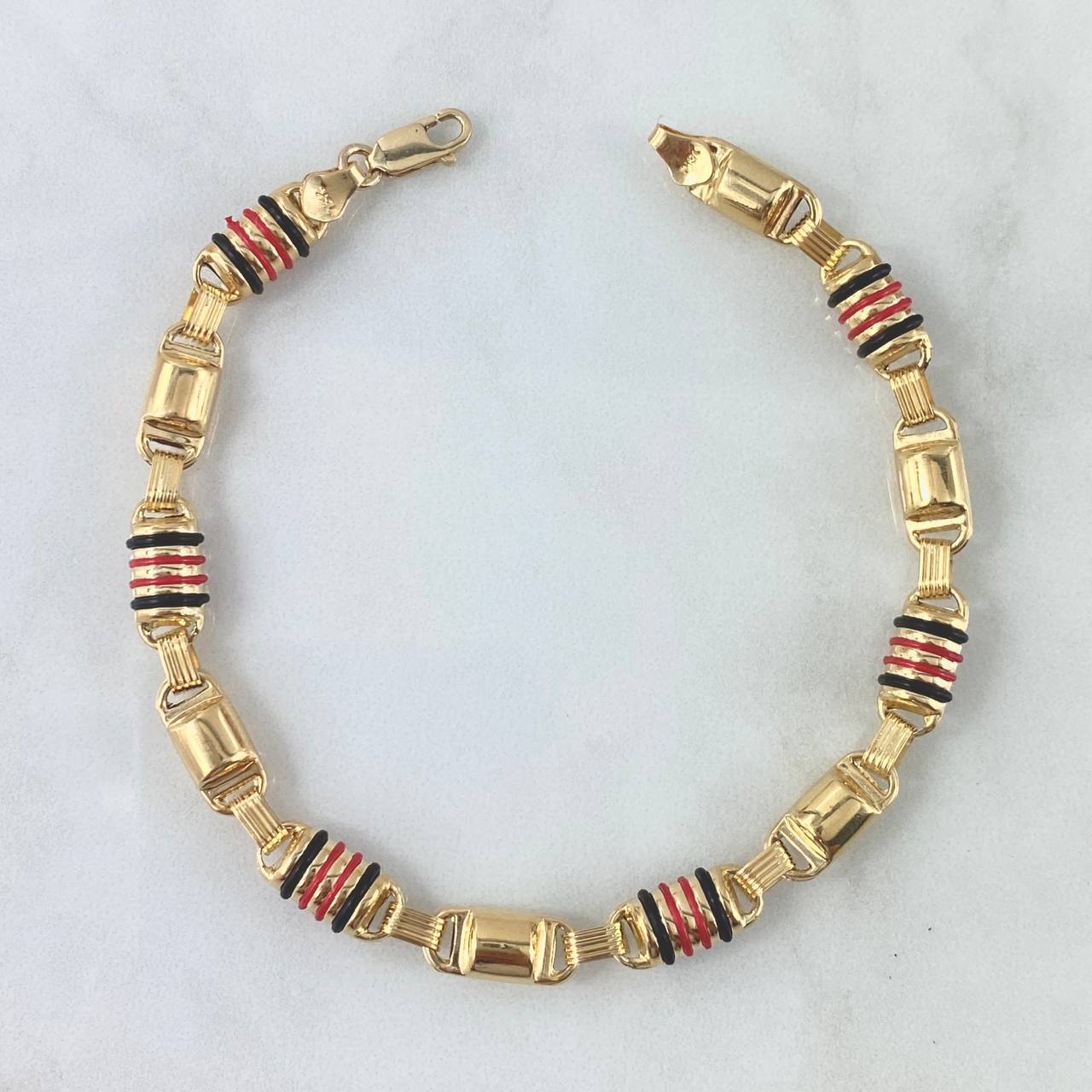 Pulso Rustico Barril Grueso 9.4gr / 22cm / 6mm Cauchos Negros Rojos Oro Amarillo *