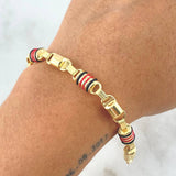 Pulso Rustico Barril Grueso 9.4gr / 22cm / 6mm Cauchos Negros Rojos Oro Amarillo *